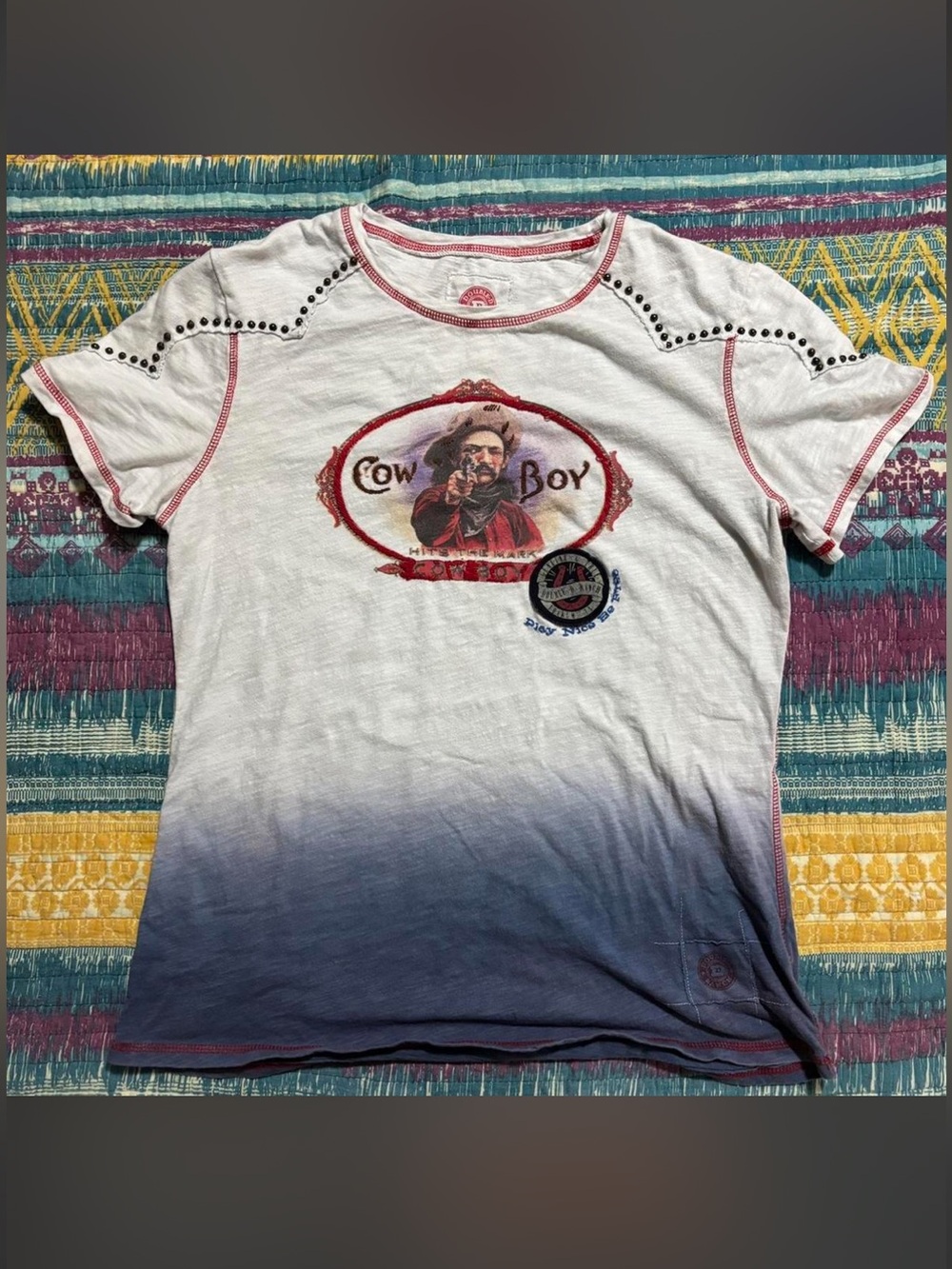 Double D Ranch unicorn Cowboy hits the Mark 'Tee embroidered graphic XL  GUC